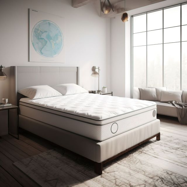 Photo d'une chambre avec un lit, un matelas, un surmatelas et deux oreillers pour illustrer les dix commandements d'une bonne literie